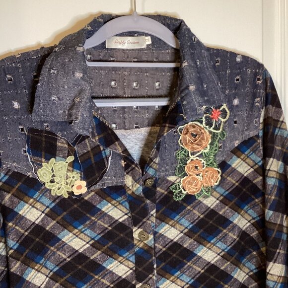 Simply Couture Women's Cotton Blend Button Down Shirt Size XL Western Cowboy - Picture 4 of 8